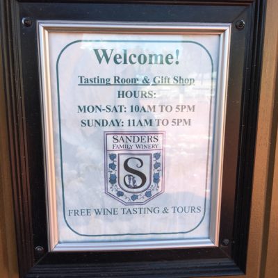 Sanders Winery hours