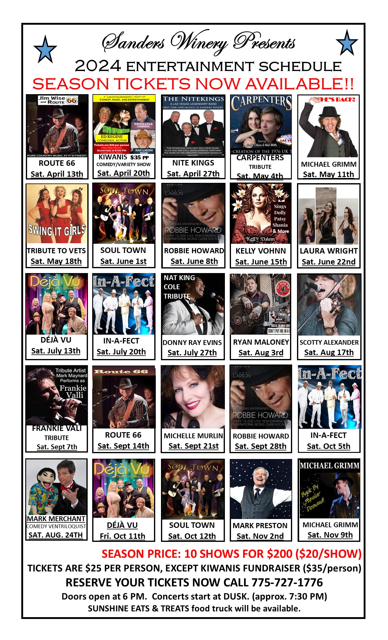 2024 SANDERS FAMILY WINERY CONCERT SCHEDULE Sanders Family Winery